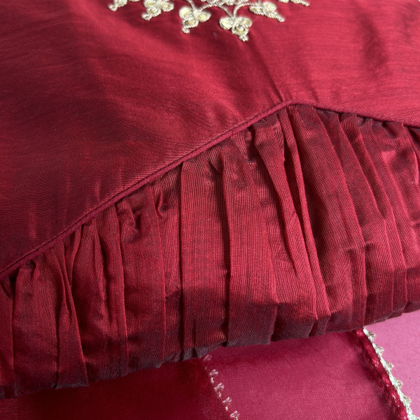 Festive Maroon Chanderi Kurta Set with Marodi Work