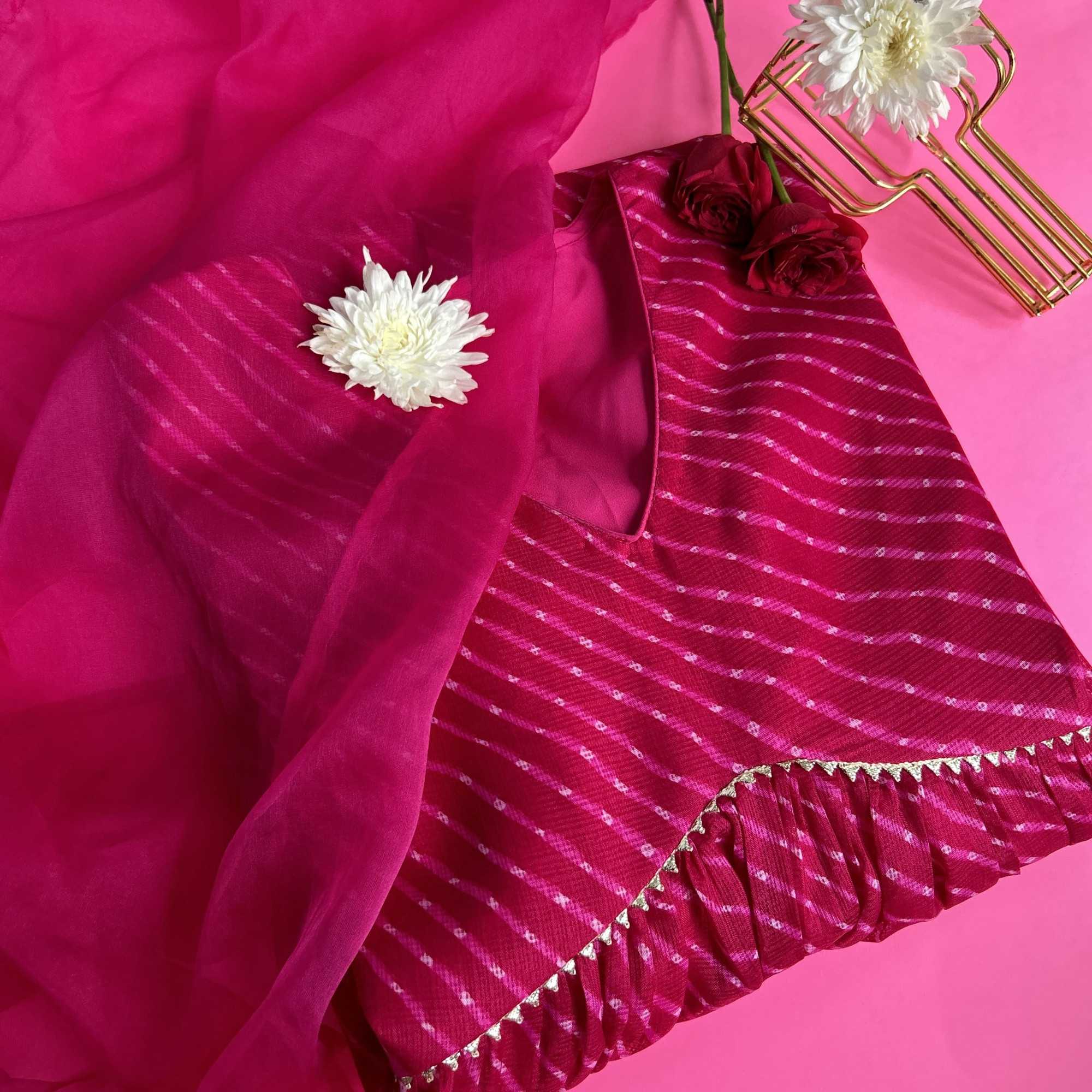 Magenta Pink Kota Doriya Suit Set
