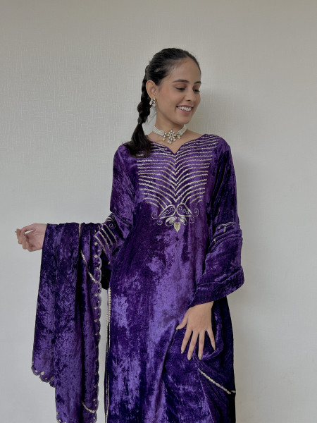Purple Velvet Shaneel Suit Set