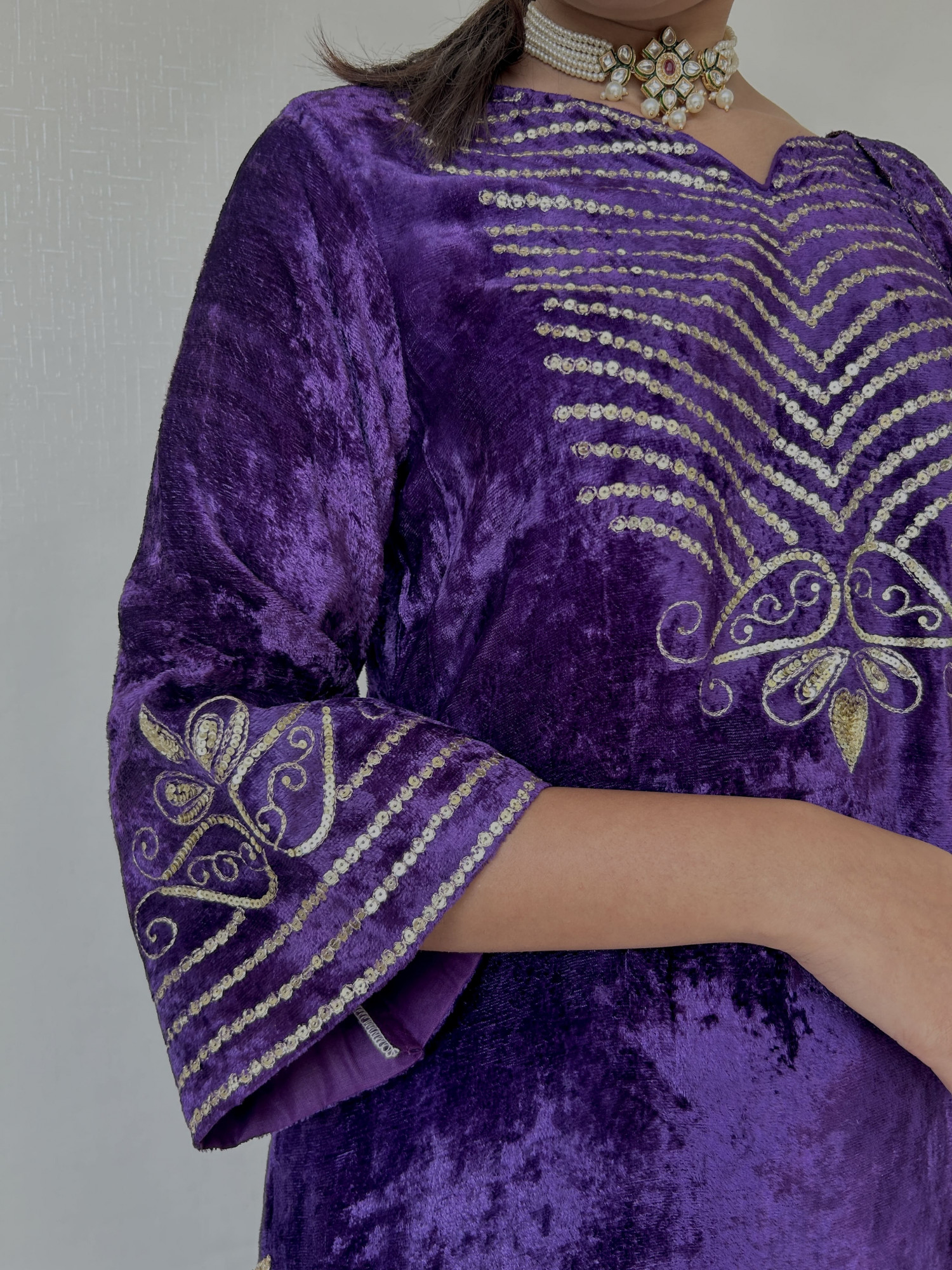 Purple Velvet Shaneel Suit Set