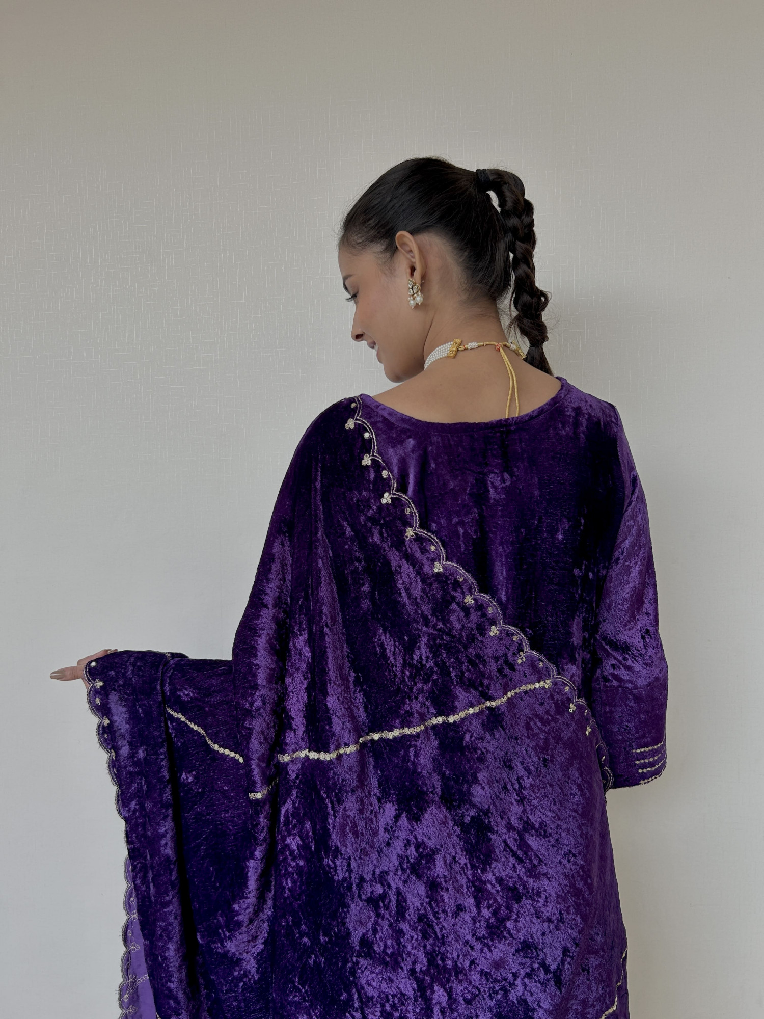 Purple Velvet Shaneel Suit Set