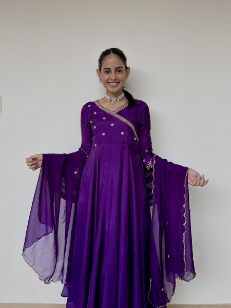 Deep Purple Angrakha Suit