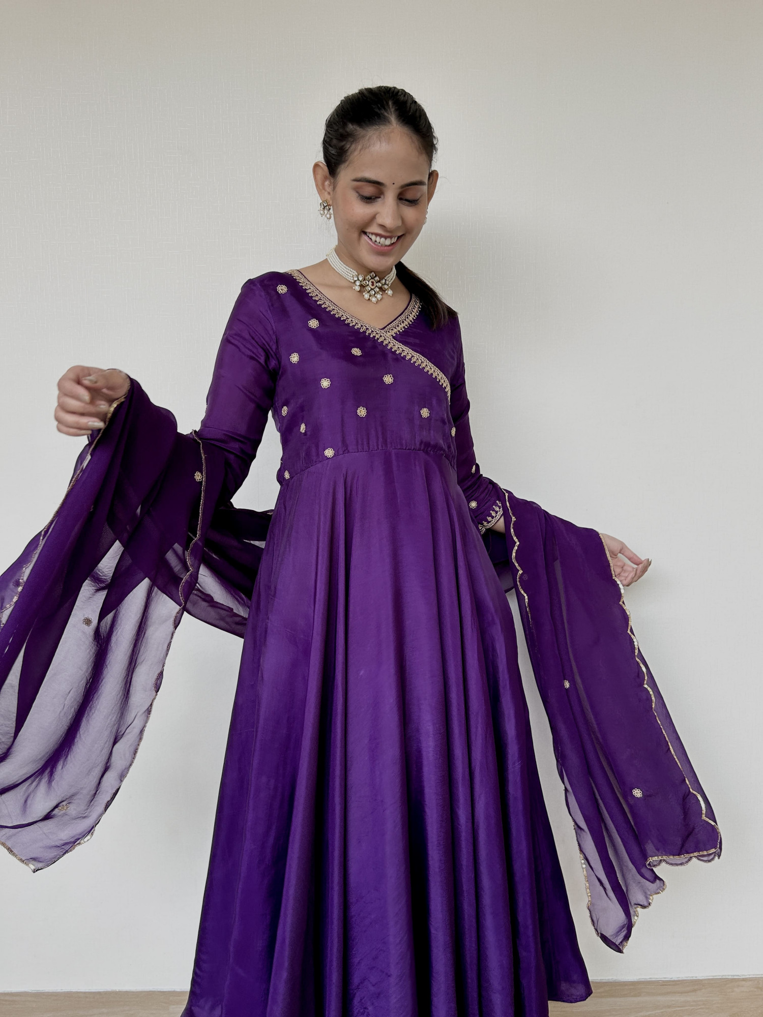 Deep Purple Angrakha Suit