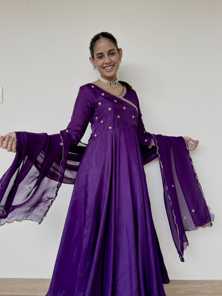 Deep Purple Angrakha Suit