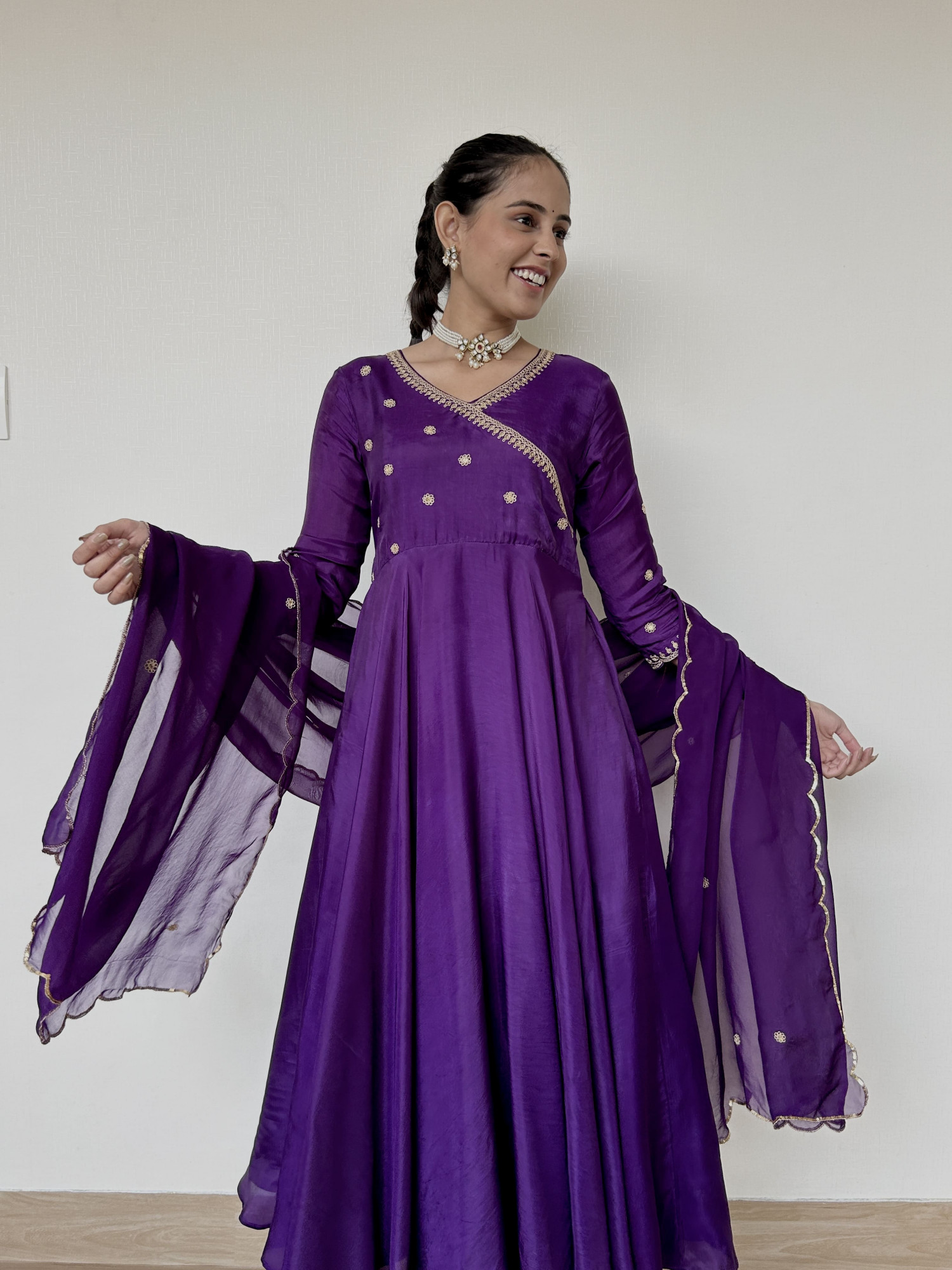 Deep Purple Angrakha Suit