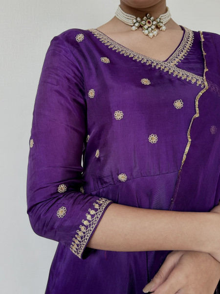 Deep Purple Angrakha Suit