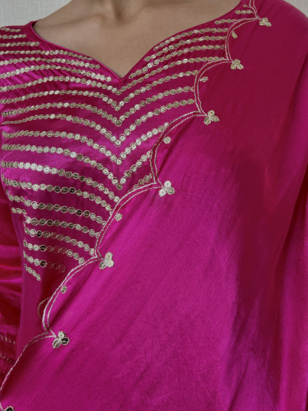 Magenta Pink Gajji Silk Suit Set