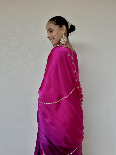 Magenta Pink Gajji Silk Suit Set
