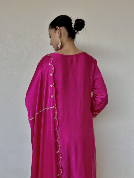 Magenta Pink Gajji Silk Suit Set