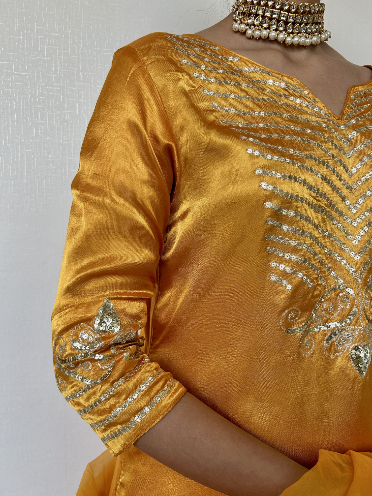 Golden Yellow Gajji Silk Suit Set