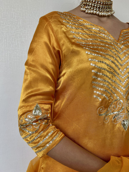 Golden Yellow Gajji Silk Suit Set