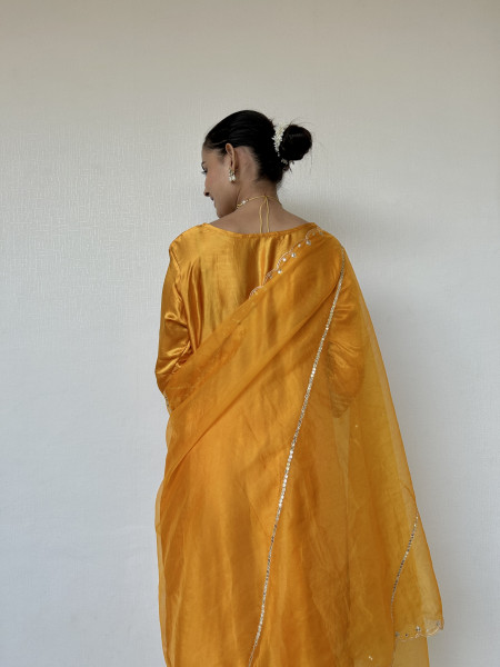 Golden Yellow Gajji Silk Suit Set