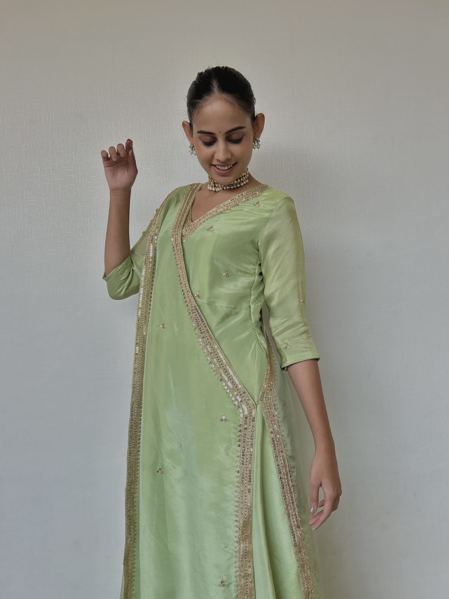 Mint Green Draped Gown