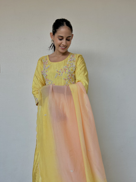 Pastel Yellow Pearl Suit Set