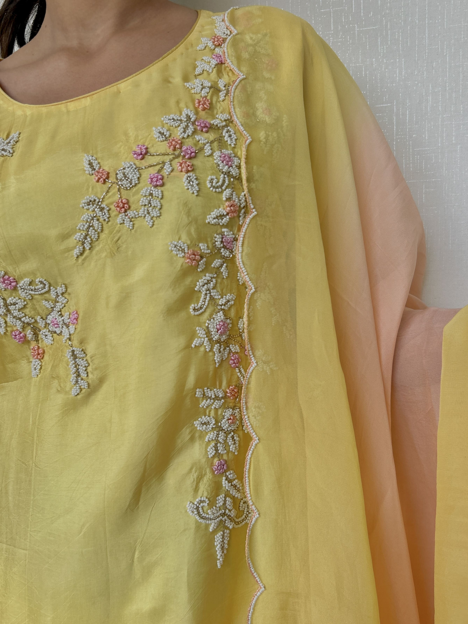 Pastel Yellow Pearl Suit Set
