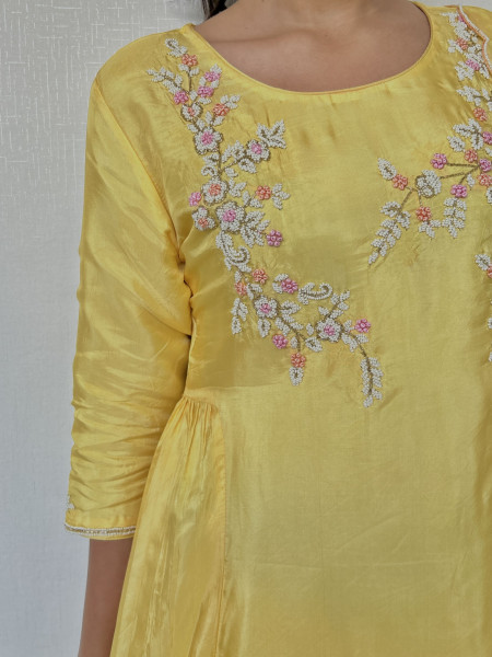 Pastel Yellow Pearl Suit Set