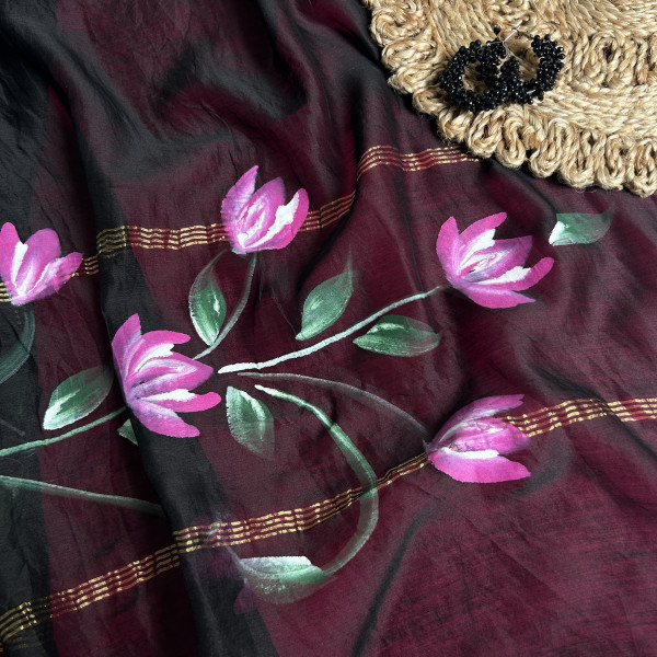 Classic Black Hand-Painted Chanderi Kurta Set