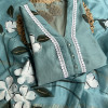 Artistic Turquoise Blue Hand-Painted Kurta Set