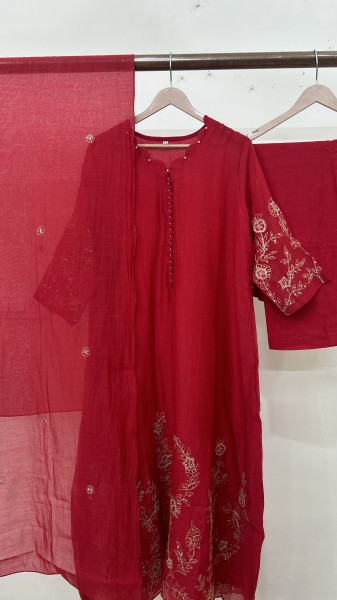 Red Mul Chanderi Suit Set