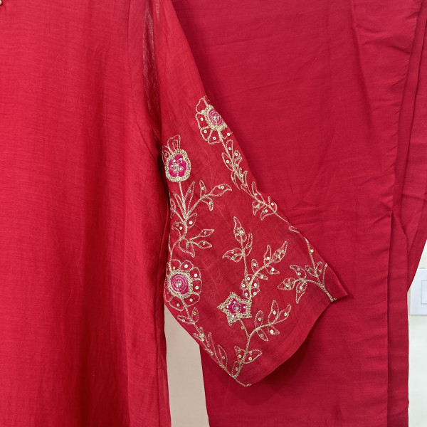 Red Mul Chanderi Suit Set
