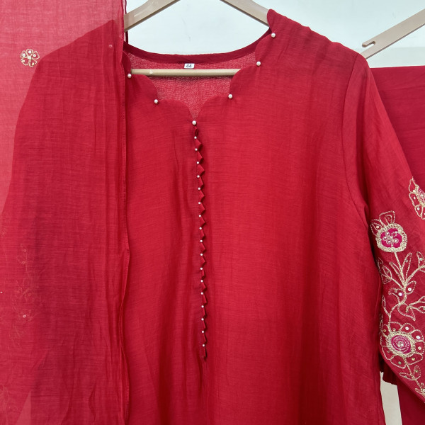Red Mul Chanderi Suit Set