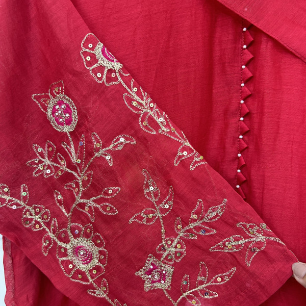 Red Mul Chanderi Suit Set