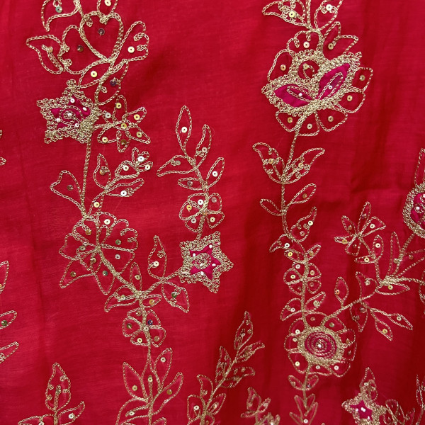 Red Mul Chanderi Suit Set