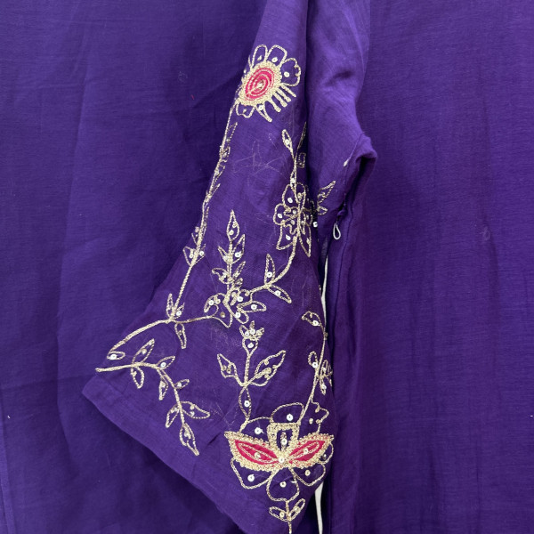 Deep Purple Mul Chanderi Suit Set