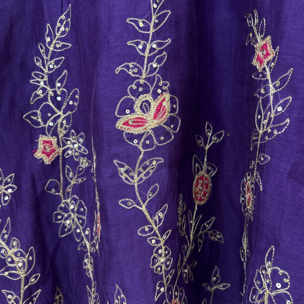 Deep Purple Mul Chanderi Suit Set