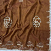 Brown Hand-Embroidered Tissue Chanderi Saree