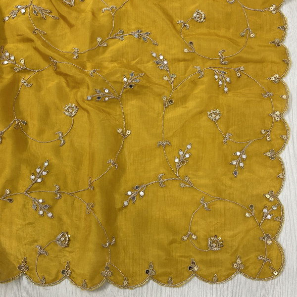 Mustard Yellow Organza Tissue Saree