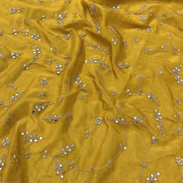 Mustard Yellow Organza Tissue Saree