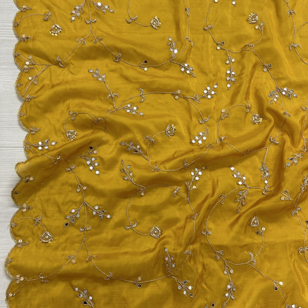 Mustard Yellow Organza Tissue Saree
