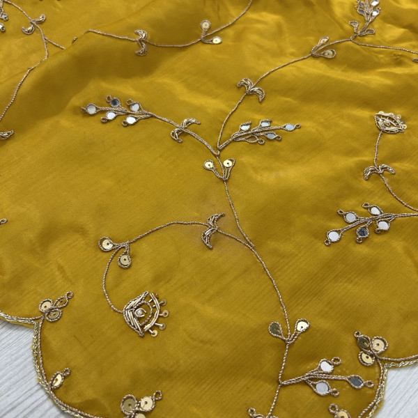 Mustard Yellow Organza Tissue Saree