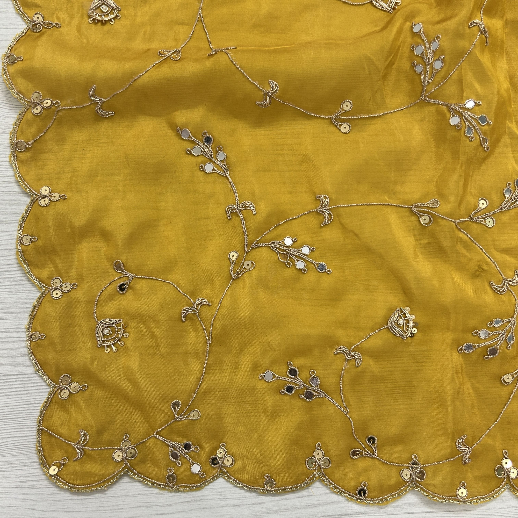 Mustard Yellow Organza Tissue Saree