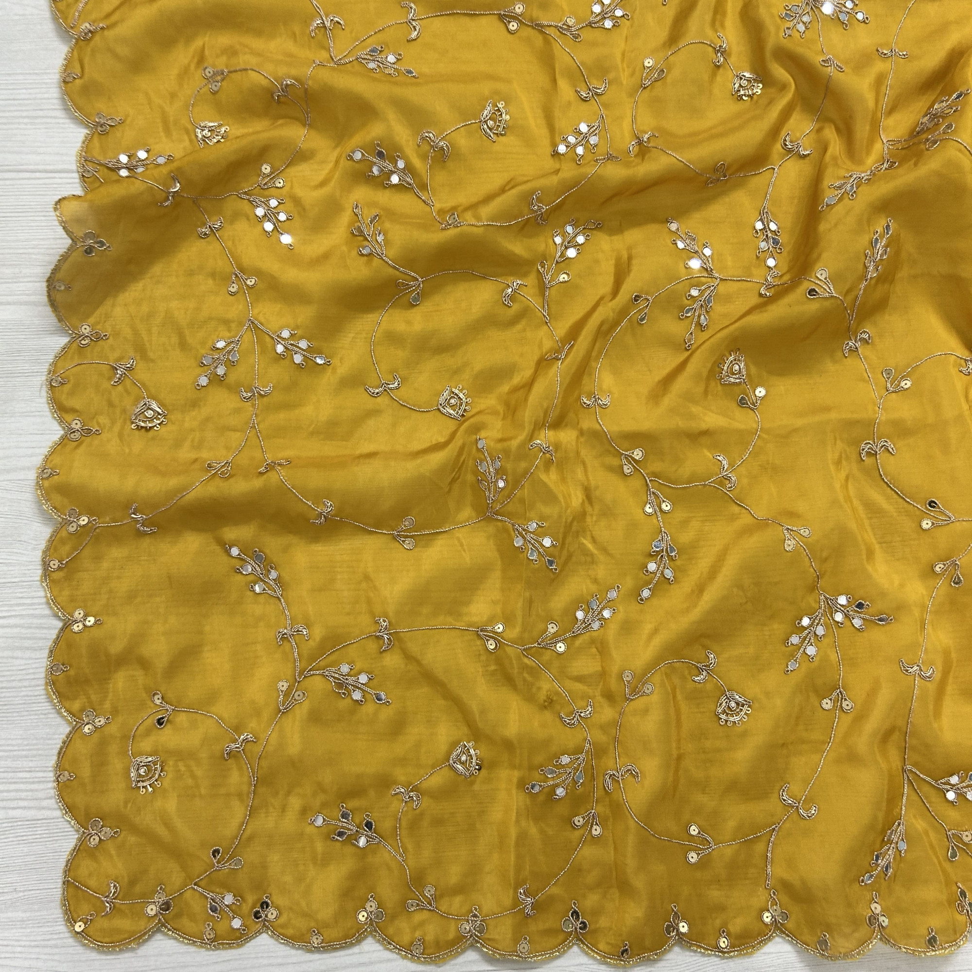 Mustard Yellow Organza Tissue Saree