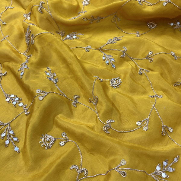 Mustard Yellow Organza Tissue Saree