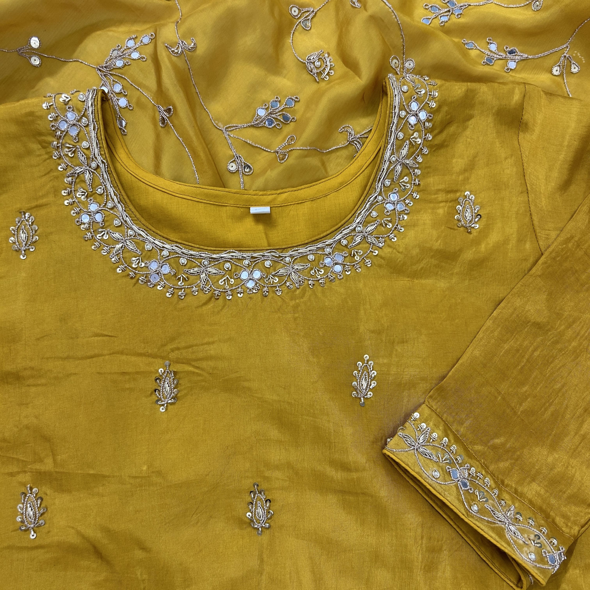 Mustard Yellow Organza Tissue Saree