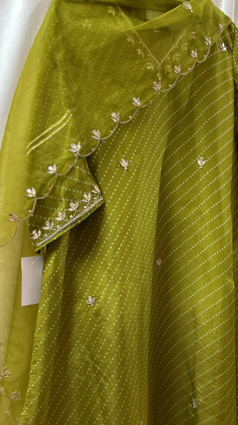 Vibrant Green Bandhni Kurta Set