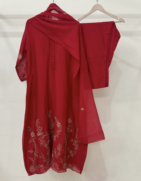 Red Mul Chanderi Suit Set