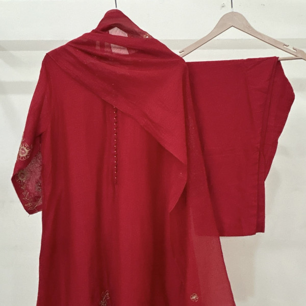 Red Mul Chanderi Suit Set