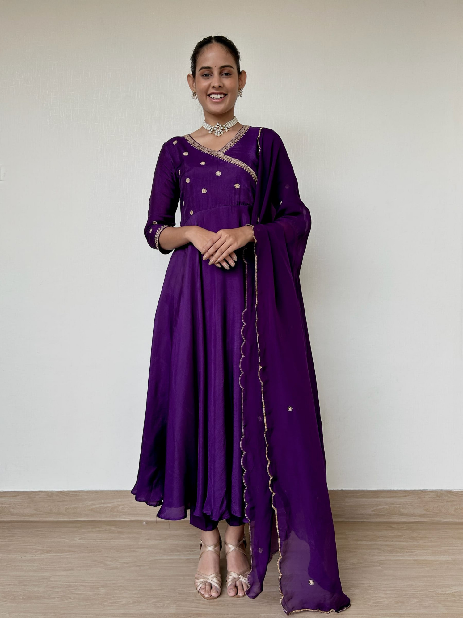 Deep Purple Angrakha Suit