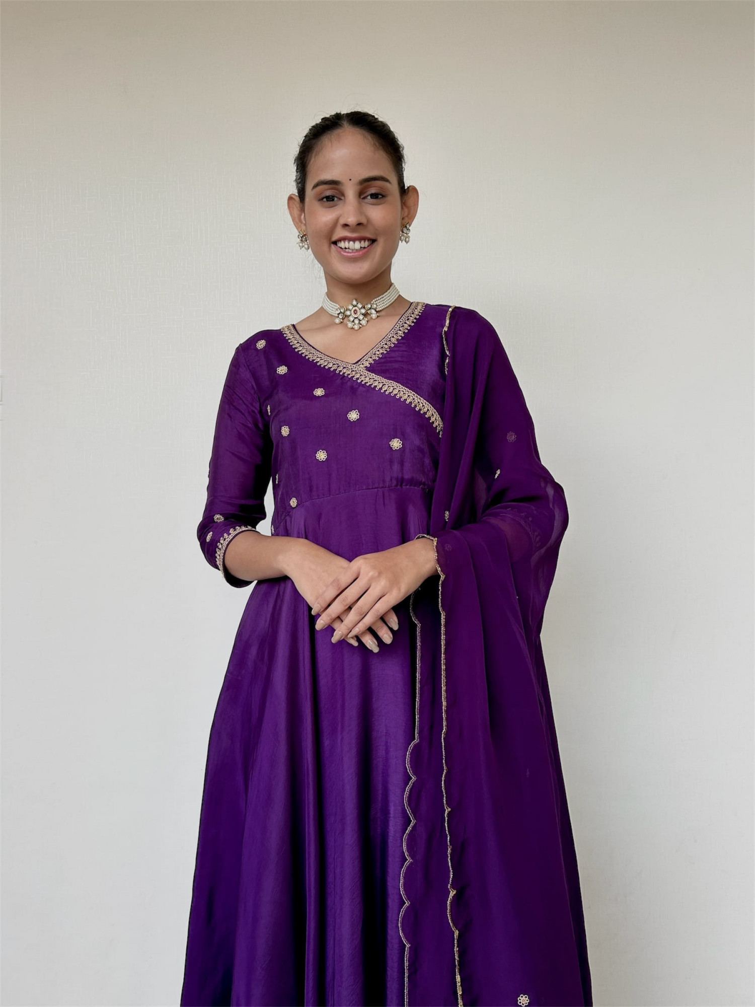 Deep Purple Angrakha Suit