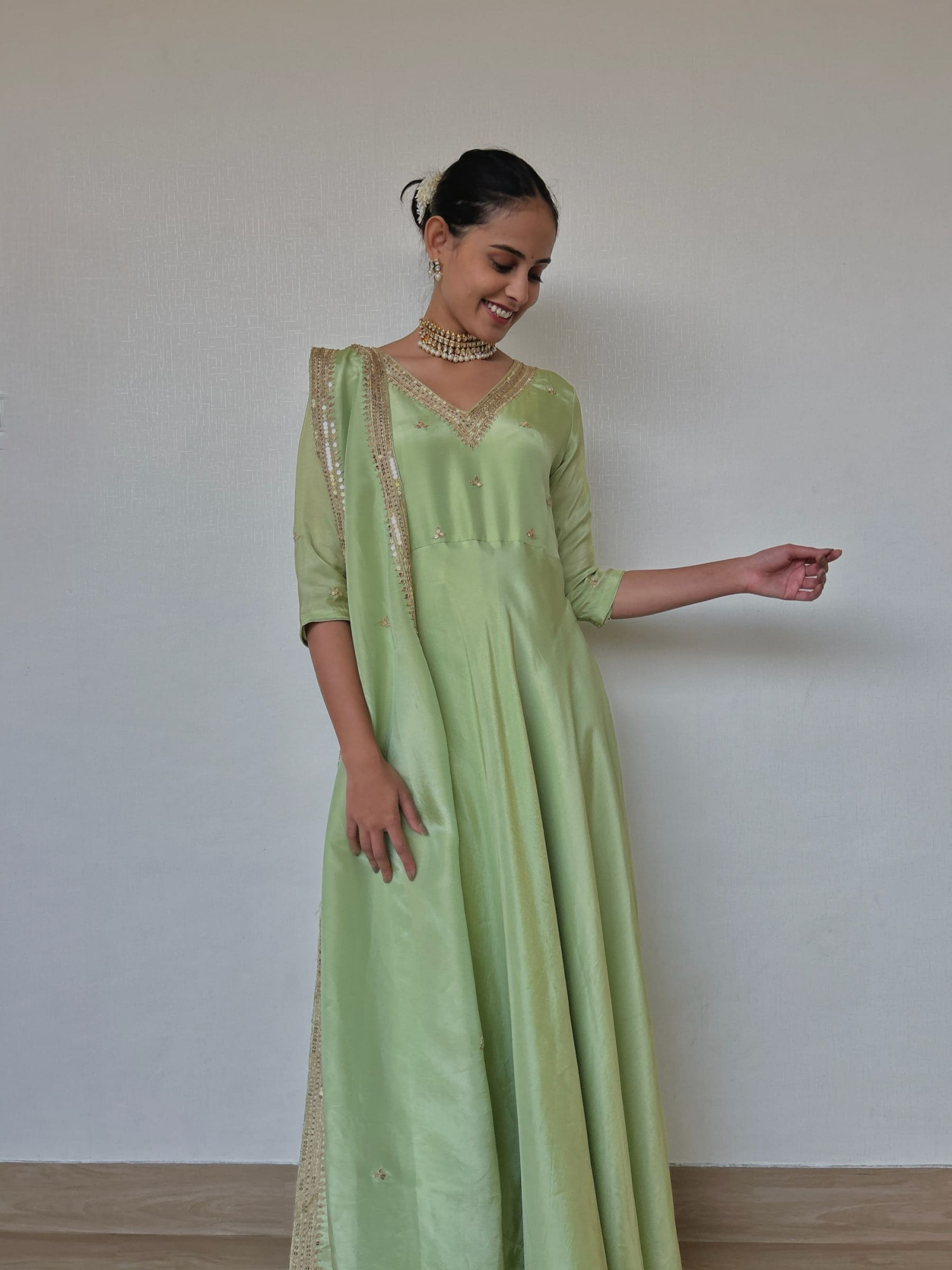 Mint Green Draped Gown