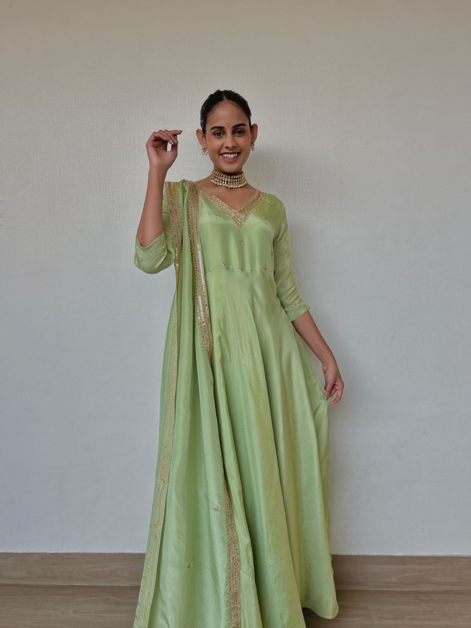 Mint Green Draped Gown