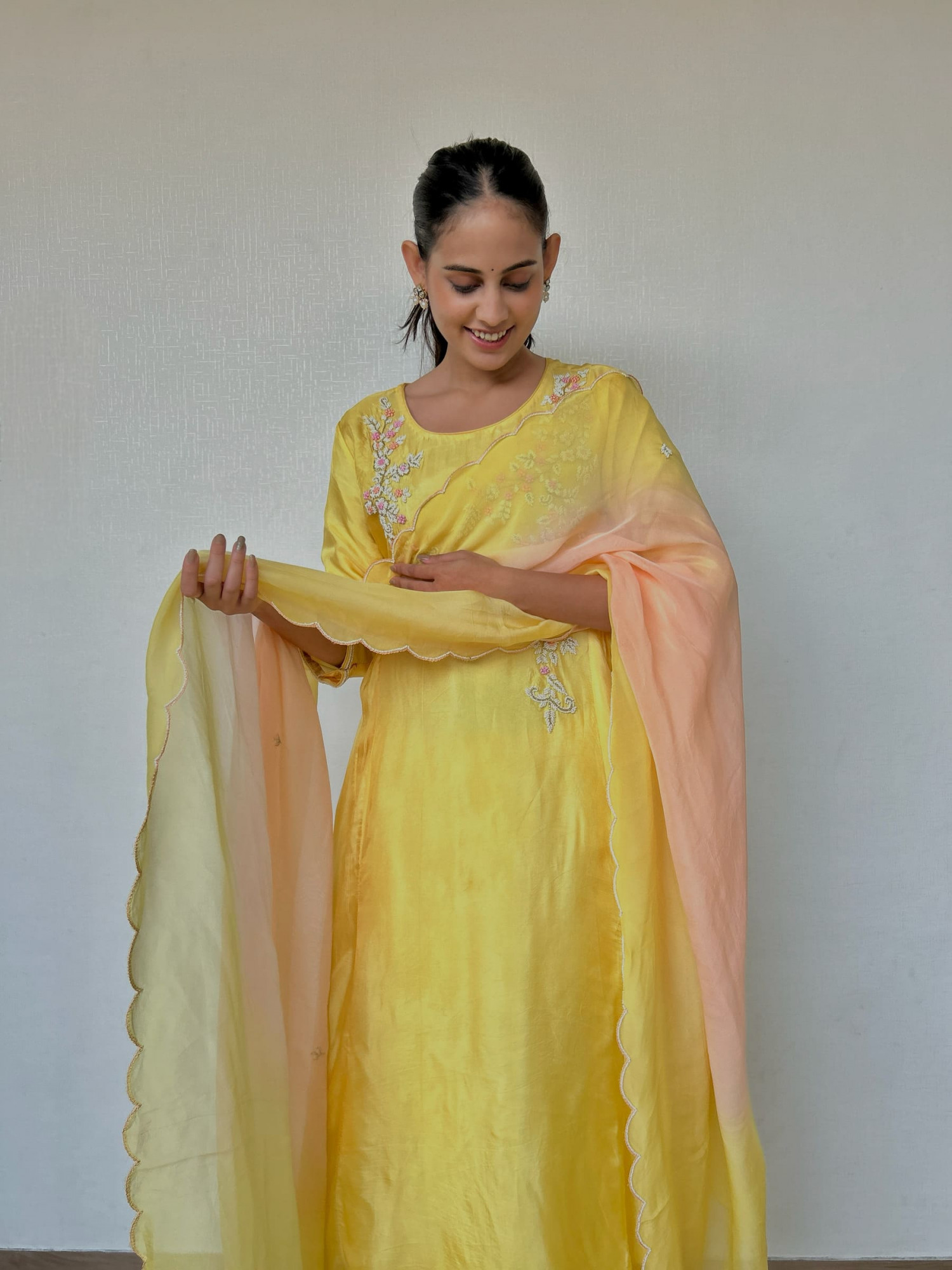 Pastel Yellow Pearl Suit Set