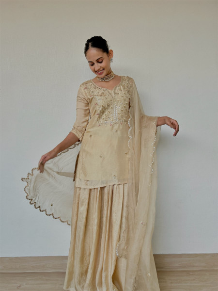 Light Beige Gotapatti Indo-Western