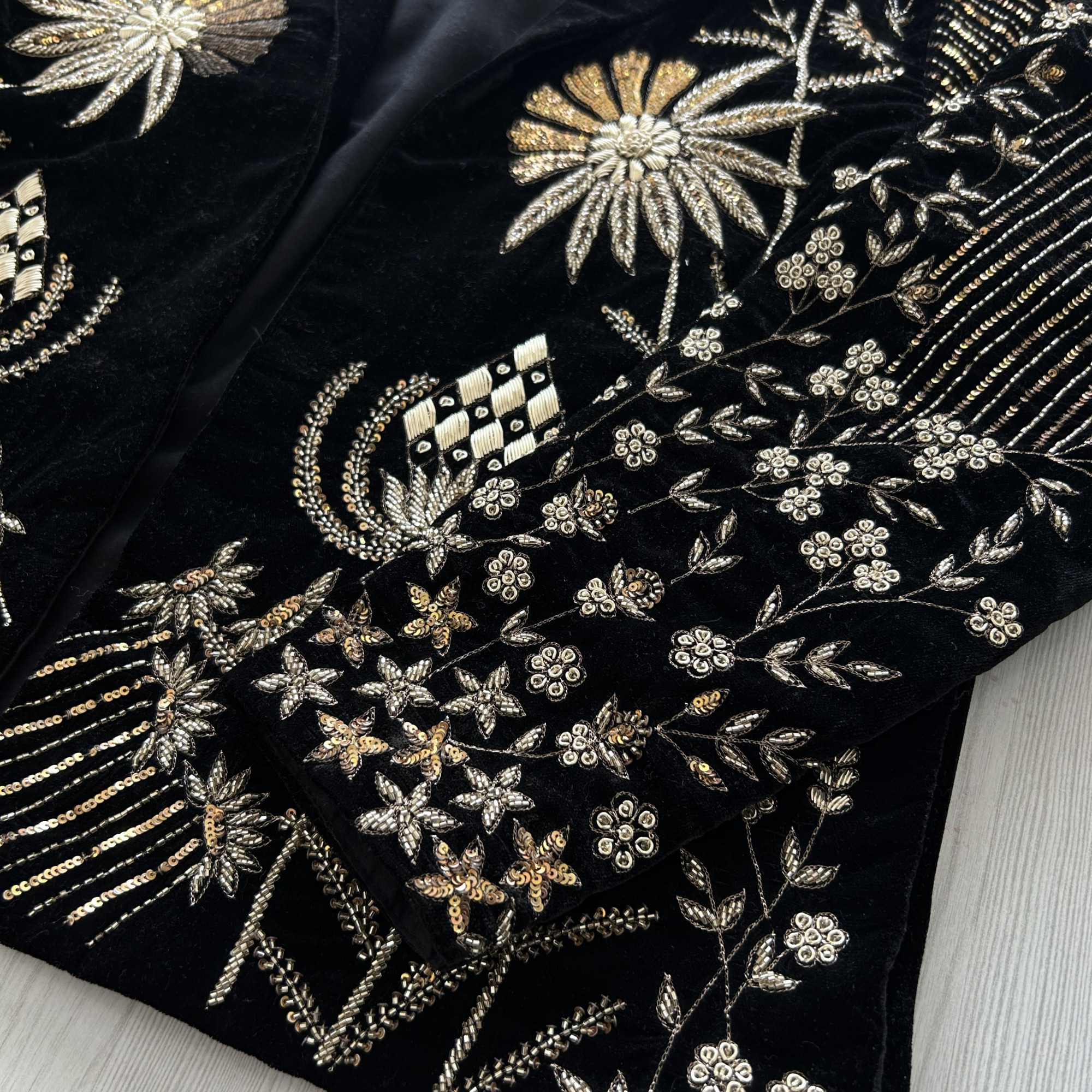 Black Shaneel Velvet Embroidered Jacket