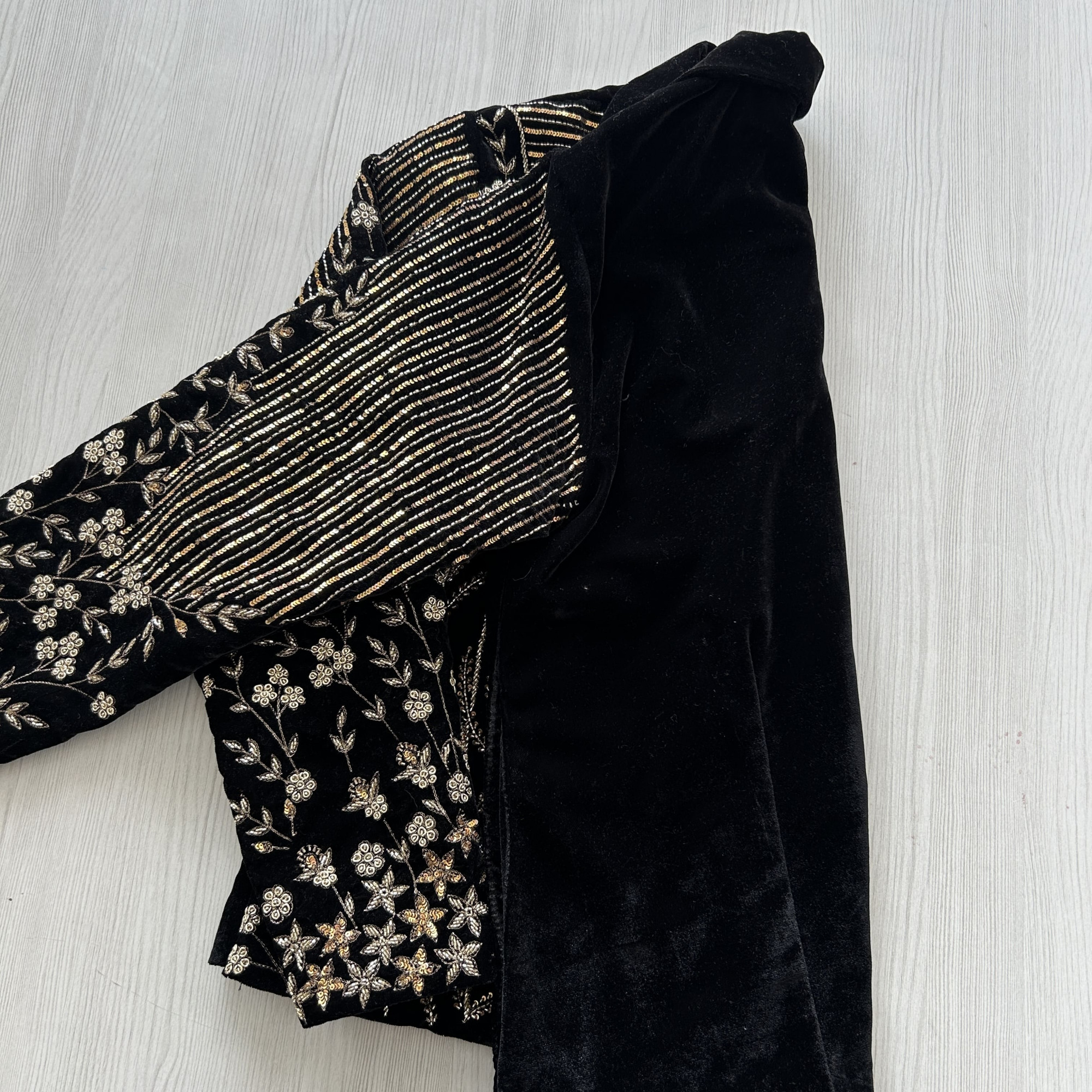 Black Shaneel Velvet Embroidered Jacket