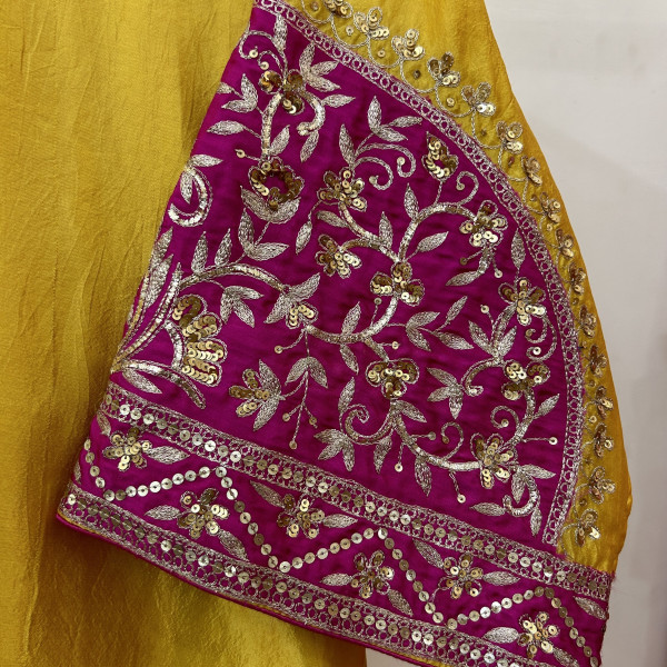 Yellow Magenta Vintage Aari Taari Work Suit